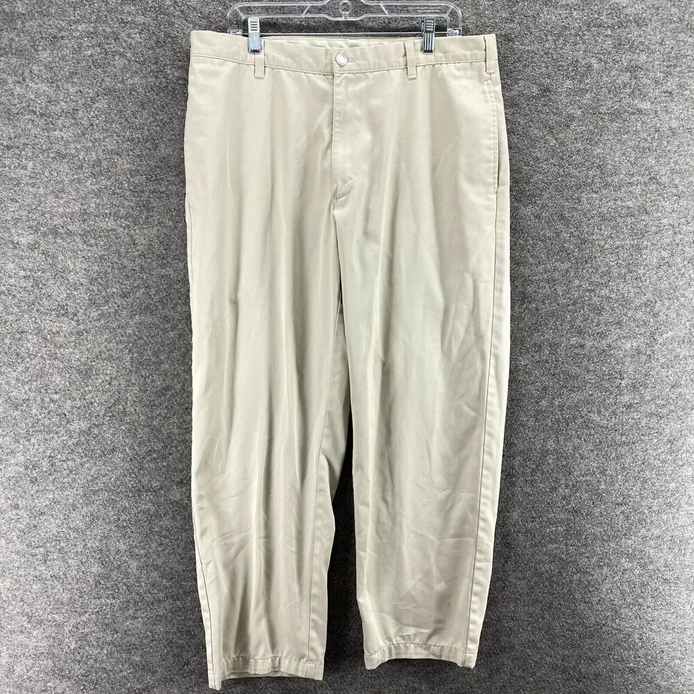 L.L. Bean Dress Pants Men 37*27 Beige Mid Rise Flat Front Classic Fit Pockets